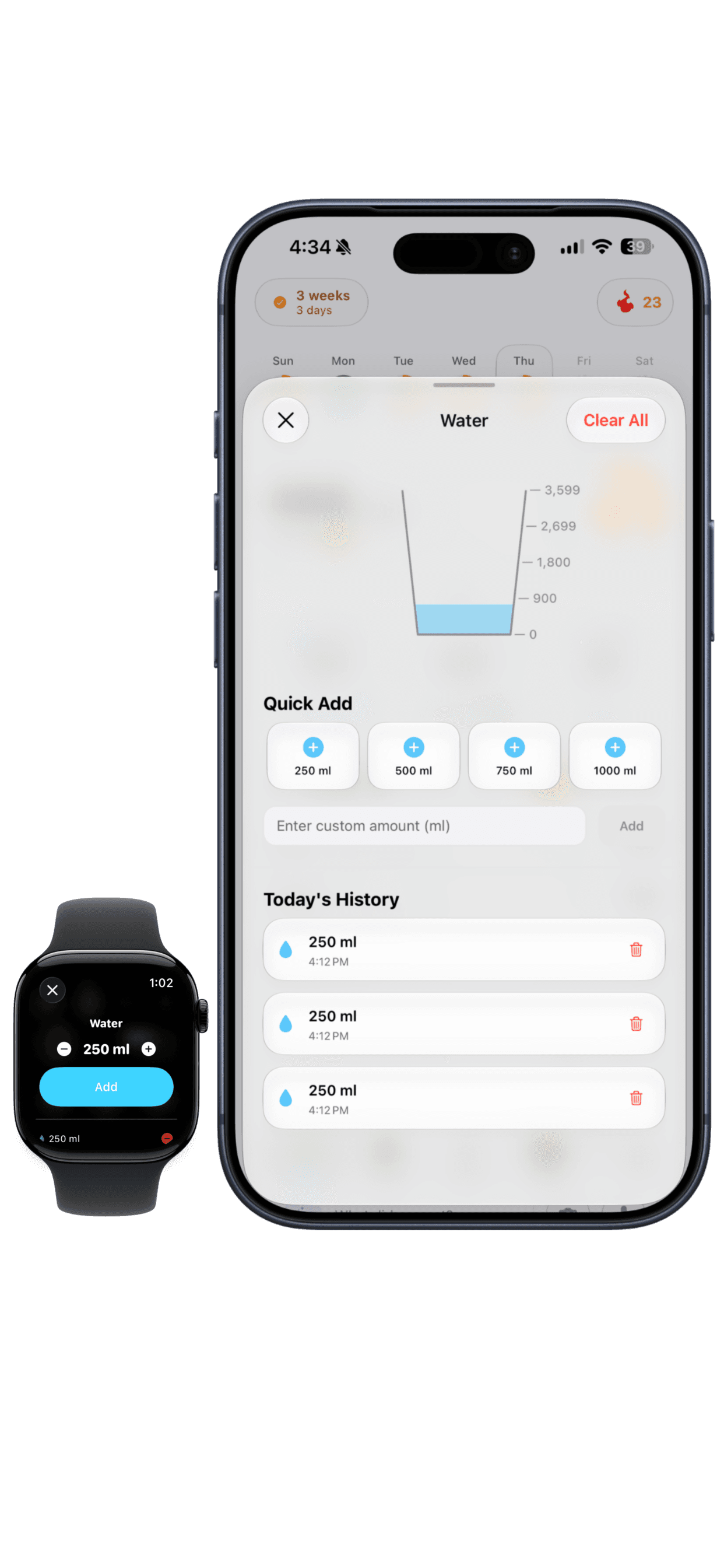 Water Tracker — Log your water intake and make sure you stay hydrated.